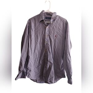 Ralph Lauren Blue And White Plaid Gingham Button Up Dress Shirt L